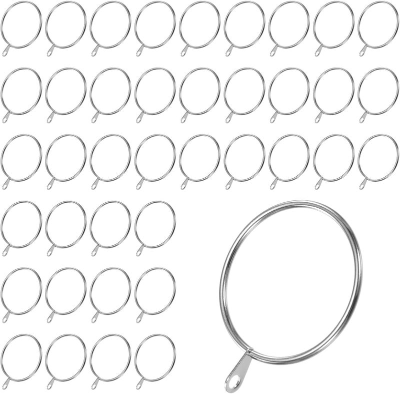 M METERXITY 40-Pack Silver Curtain Rings with Eyelet, Rustproof Metal Rings for Curtain Rods, 2 Inch Interior Diameter Drapery Rings for Curtain Rods for Hanging Drapes/Hats/Towels - Image 1